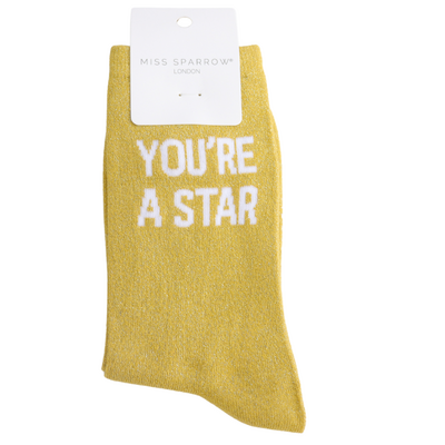 Miss Sparrow Socks Glitter Statement You’re a Star