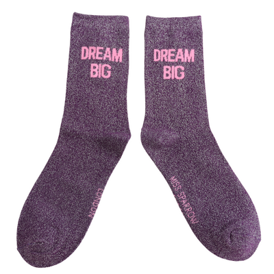 Miss Sparrow Socks Glitter Statement Dream Big