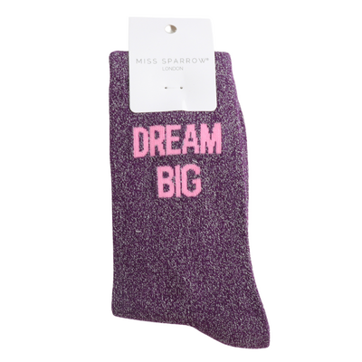 Miss Sparrow Socken Glitter Statement Dream Big