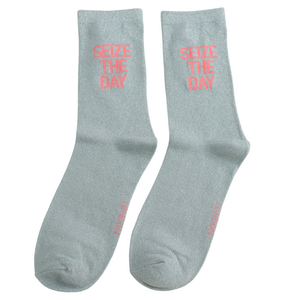 Miss Sparrow Socken Glitter Statement Seize The Day