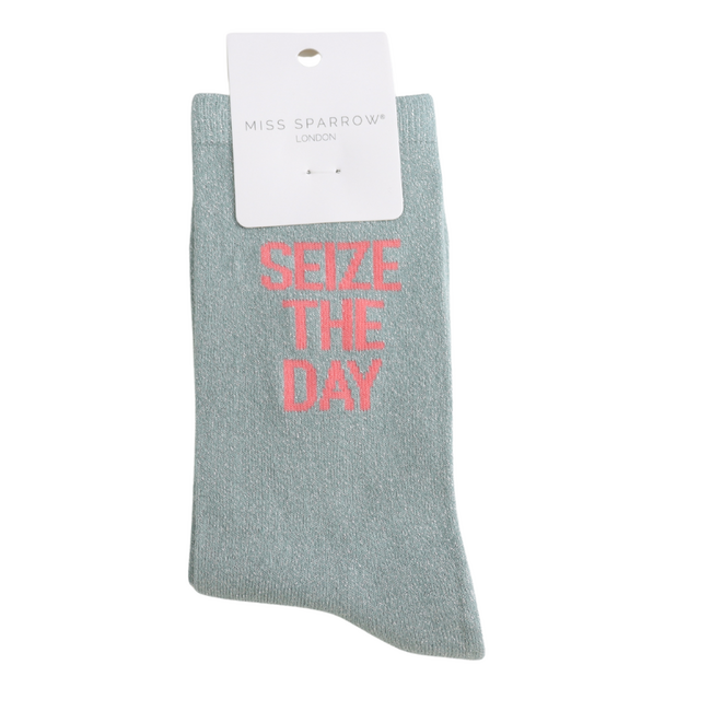 Socks Glitter Statement Seize The Day