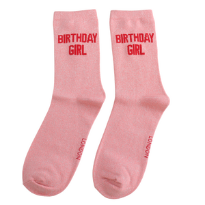Miss Sparrow Socken Glitter Statement Birthday Girl