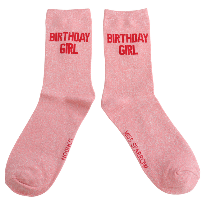 Socks Glitter Statement Birthday Girl