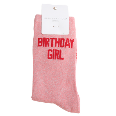 Miss Sparrow Socks Glitter Statement Birthday Girl