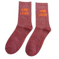 Miss Sparrow Socks Glitter Statement Wine Lover