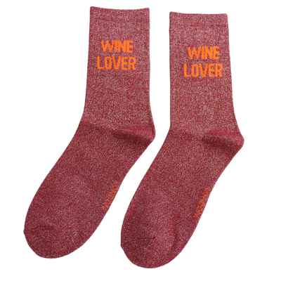 Miss Sparrow Socken Glitter Statement Wine Lover
