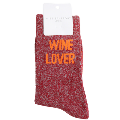 Miss Sparrow Socken Glitter Statement Wine Lover