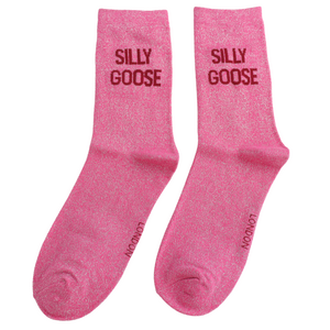 Miss Sparrow Socken Glitter Statement Silly Goose