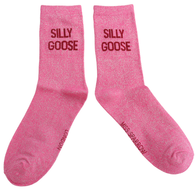 Miss Sparrow Socken Glitter Statement Silly Goose
