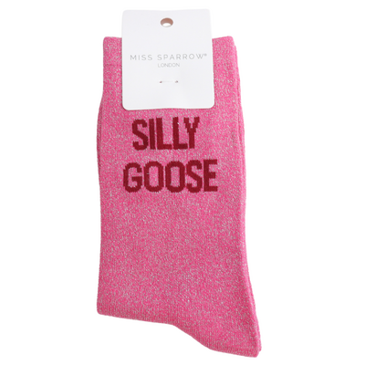Miss Sparrow Socks Glitter Statement Silly Goose