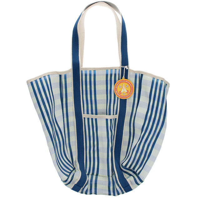 Recycled Tote Bag Woven white/blue