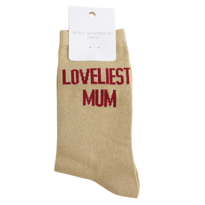 Miss Sparrow Socks Glitter Statement Loveliest Mum
