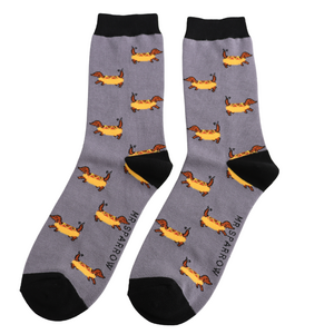 Miss Sparrow Männer-Socken Bamboo Hot Dogs grey