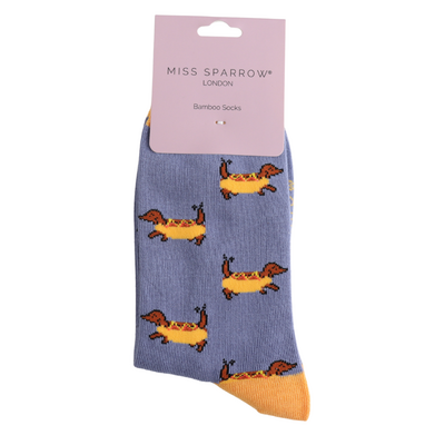 Miss Sparrow Socken Bamboo Hot Dogs denim