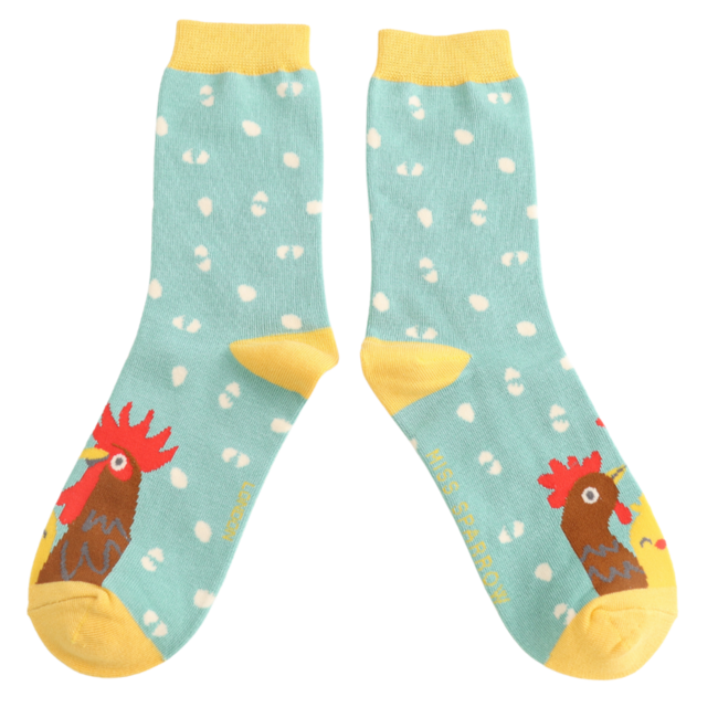 Socks Bamboo Chicken Family green