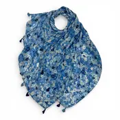 M&K Collection Scarve Flower Field Tassels blue