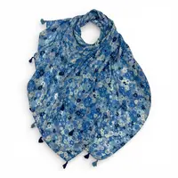 M&K Collection Schal Flower Field Tassels blue