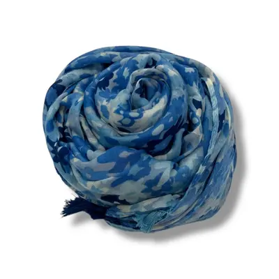 M&K Collection Scarve Flower Field Tassels blue