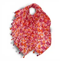 M&K Collection Scarve Flower Field Tassels red
