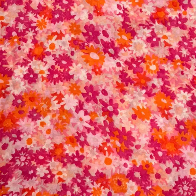 Schal Flower Field Tassels red