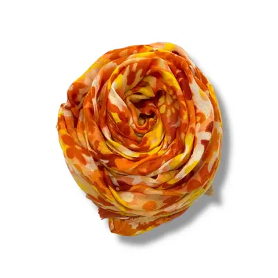 M&K Collection Scarve Flower Field Tassels yellow