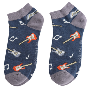 Miss Sparrow Trainer Mens Socks Bamboo Guitars navy