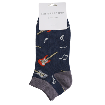 Miss Sparrow Trainer Mens Socks Bamboo Guitars navy