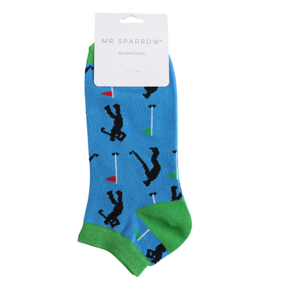 Miss Sparrow Trainer Mens Socks Bamboo Golfers blue