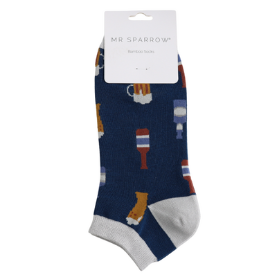 Miss Sparrow Trainer Männer-Socken Bamboo Here's To Beer navy