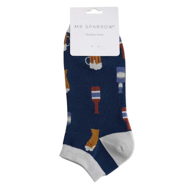 Trainer Mens Socks Bamboo Here's To Beer navy