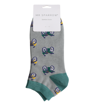 Miss Sparrow Trainer Männer-Socken Bamboo Motorbikes silver