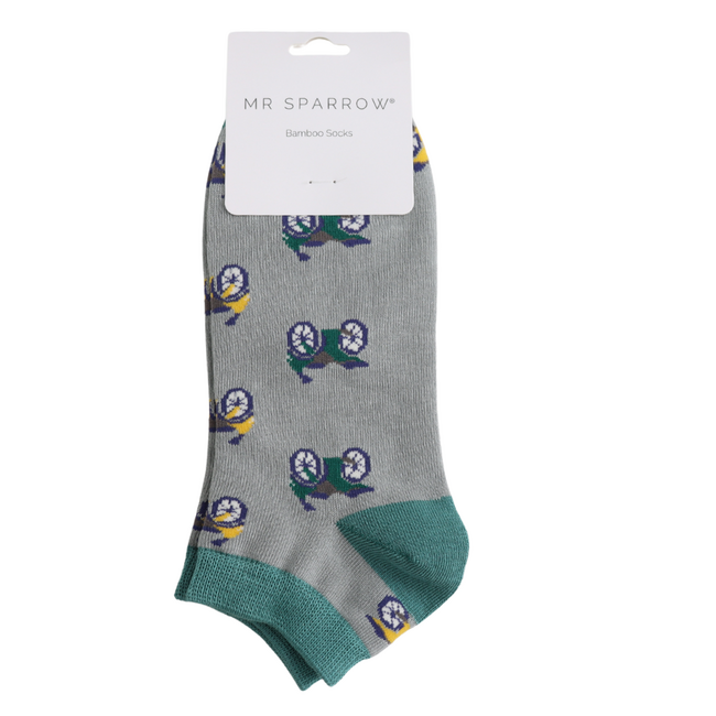 Trainer Mens Socks Bamboo Motorbikes silver