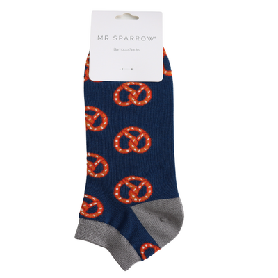 Miss Sparrow Trainer Mens Socks Bamboo Pretzels navy