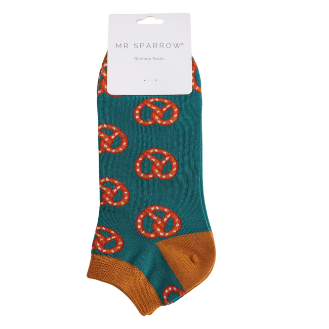 Trainer Mens Socks Bamboo Pretzels teal