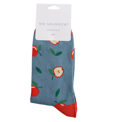 Miss Sparrow Männer-Socken Bamboo Apples denim