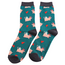 Mens Socks Bamboo Pigs & Hearts teal