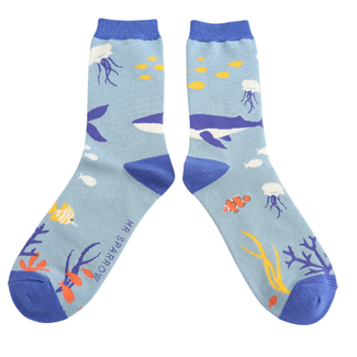 Miss Sparrow Männer-Socken Bamboo Underwater blue