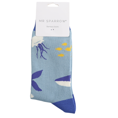 Miss Sparrow Männer-Socken Bamboo Underwater blue