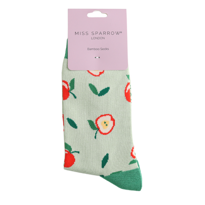 Miss Sparrow Socken Bamboo Apples green