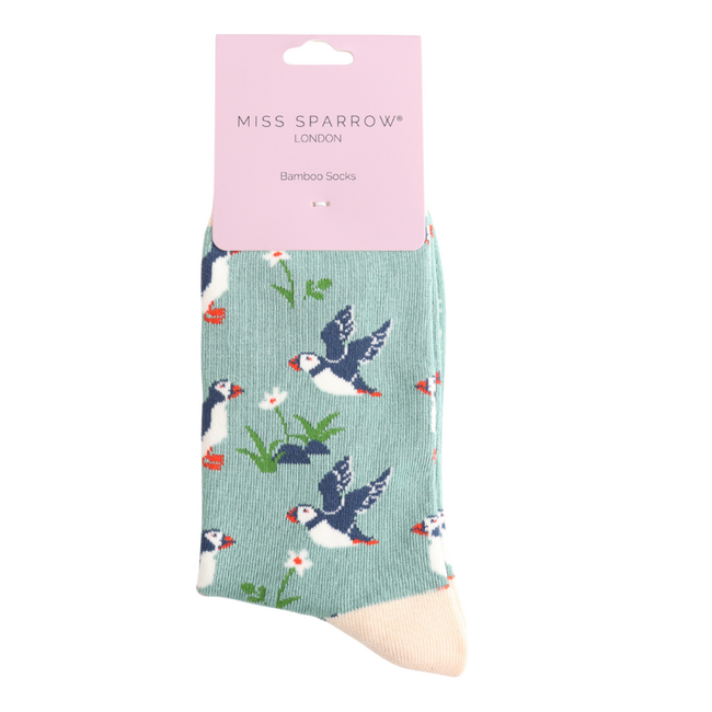 Socks Bamboo Cool Puffins green