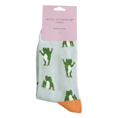 Miss Sparrow Socks Bamboo Happy Frogs duck egg