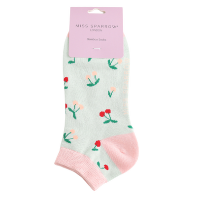 Miss Sparrow Trainer Socks Bamboo Mini Cherries mint