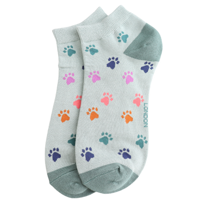 Miss Sparrow Trainer Socken Bamboo Multi Paw Prints duck egg