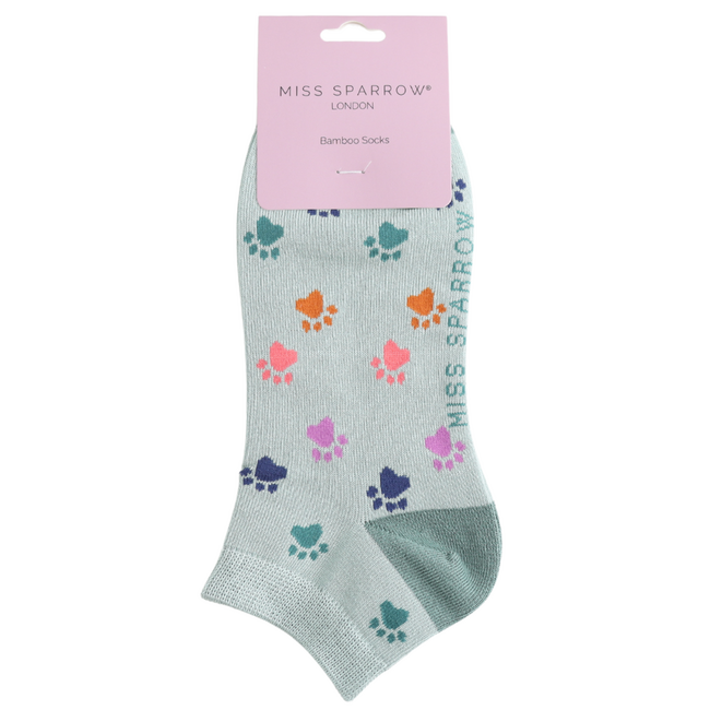 Trainer Socken Bamboo Multi Paw Prints duck egg