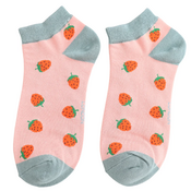 Miss Sparrow Trainer Socks Bamboo Strawberries dusky pink