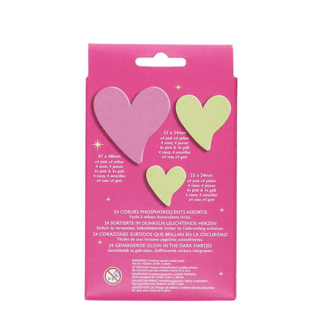 Glow in the Dark Hearts Box of 24