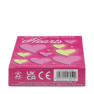 Rex London Glow in the Dark Hearts Box of 24
