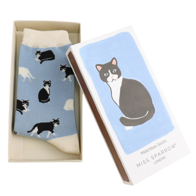 Miss Sparrow Damen-Socken Matchbox Black & White Cat