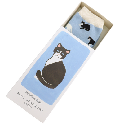 Miss Sparrow Damen-Socken Matchbox Black & White Cat