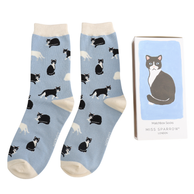 Miss Sparrow Damen-Socken Matchbox Black & White Cat